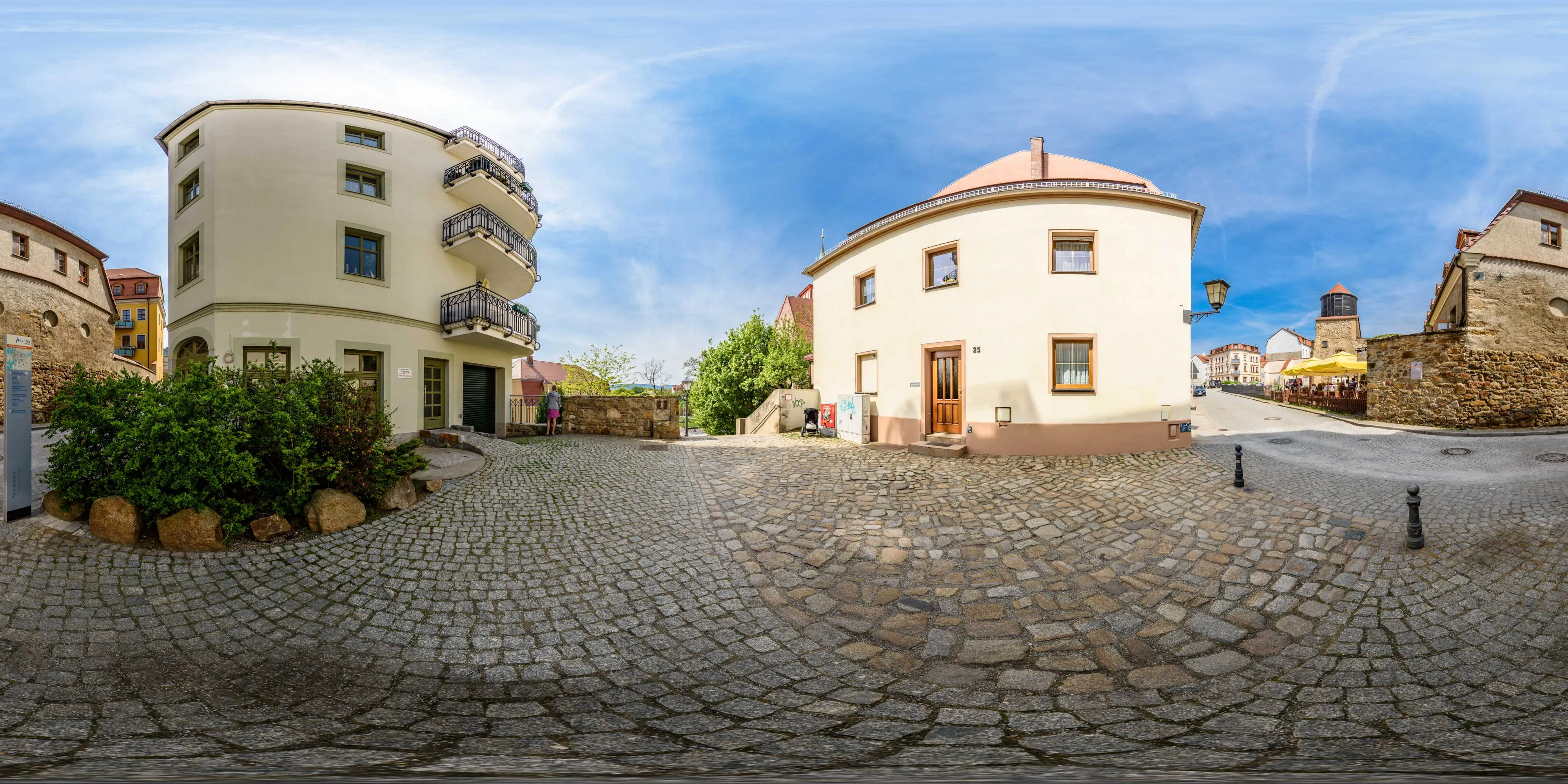 360 Grad Panorama Ansicht: Heringstraße in Bautzen in Frühling 2018