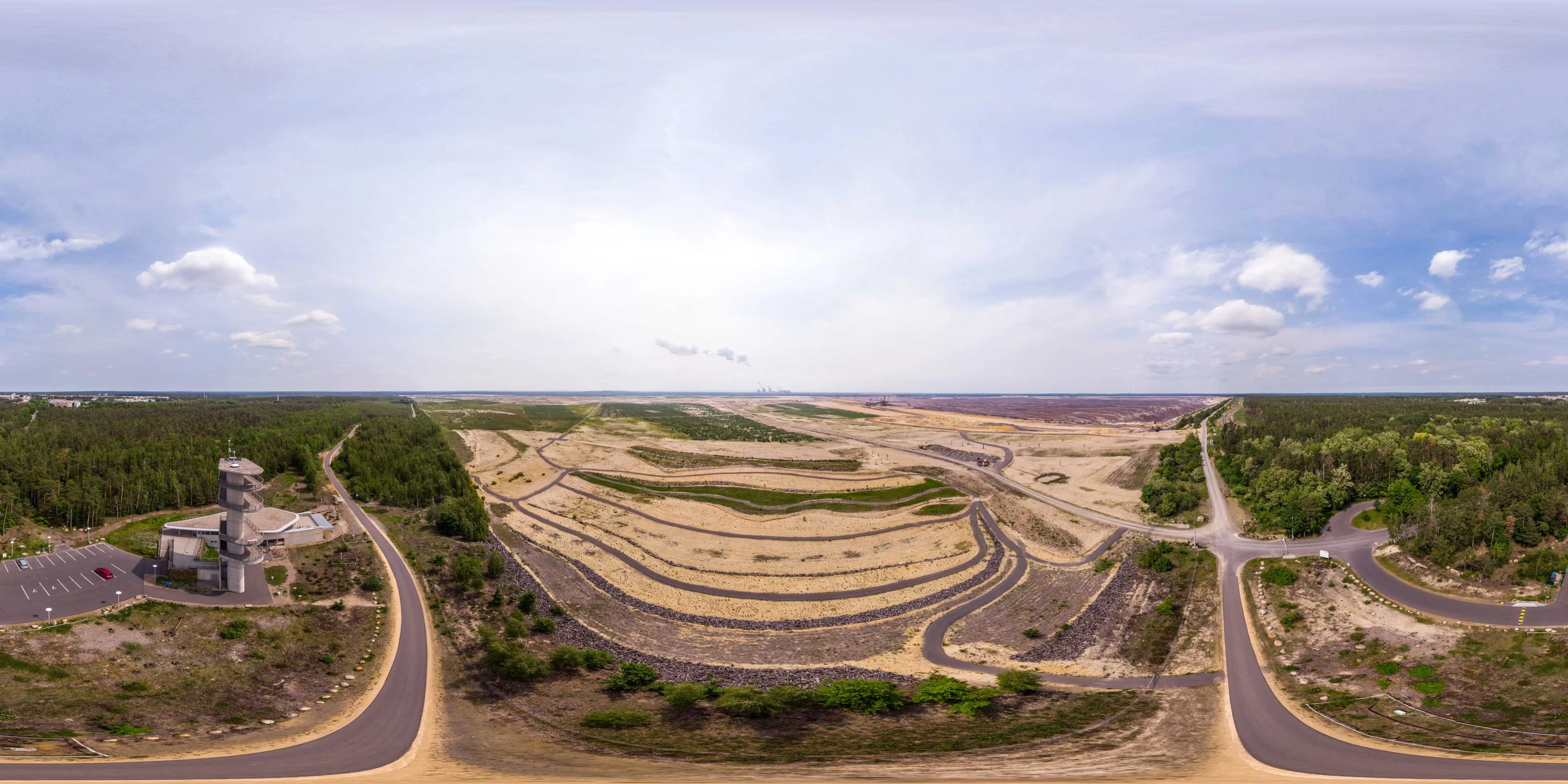 360 Grad Panorama Ansicht: Der Turm am Schweren Berg in Tagebau Nochten