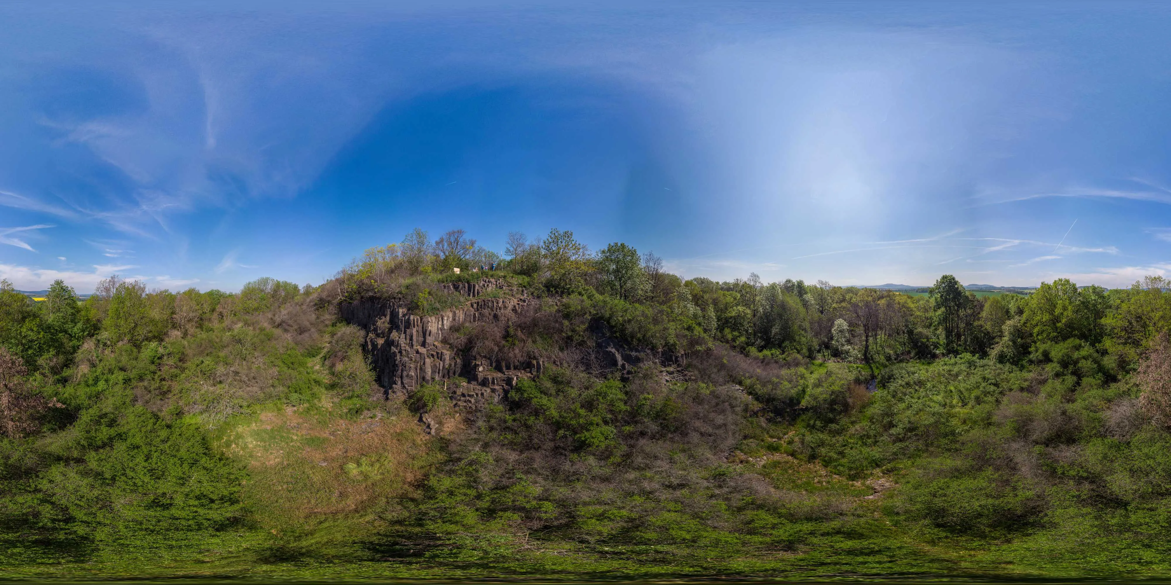 360 Grad Panorama Ansicht: Luftpanorama - Steinbruch auf dem Stromberg bei Weißenberg in Oberlausitz