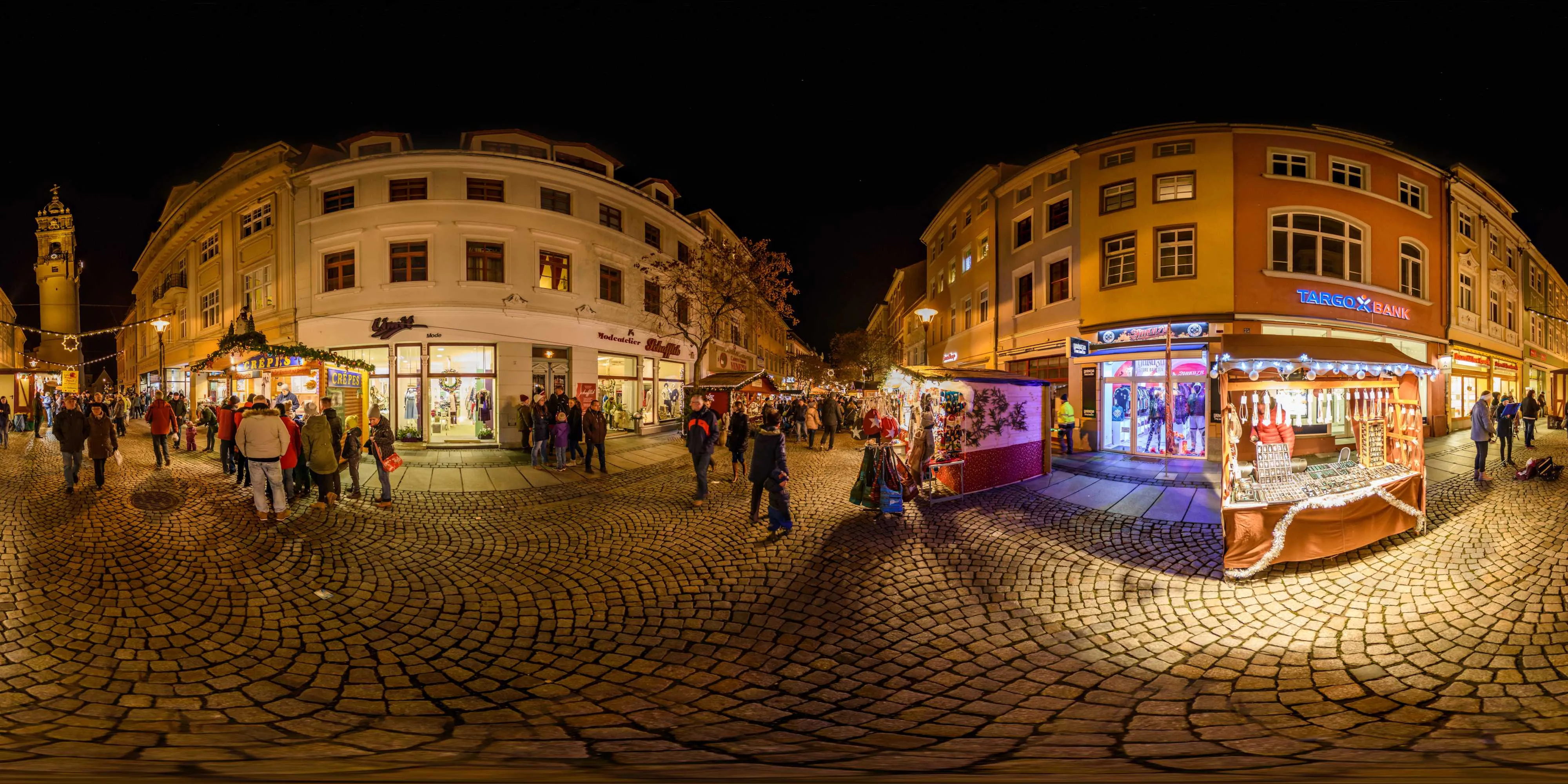 360 Grad Panorama Ansicht: 634. Bautzener Wenzelsmarkt - Reichenstraße in Winter 2017