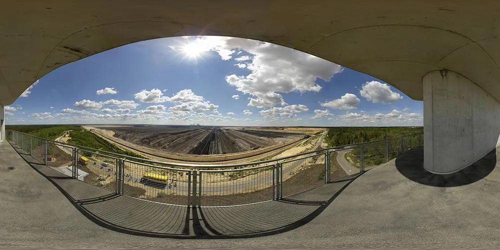 360° Panorama: Aussichtspunkt auf den Tagebau Nochten in Kommunikations- und Naturschutzzentrum Weißwasser