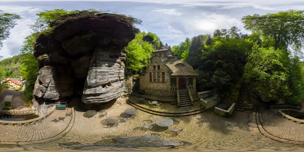 360° Panorama: Altes Gaswerk in Hrensko/ Herrnskretschen