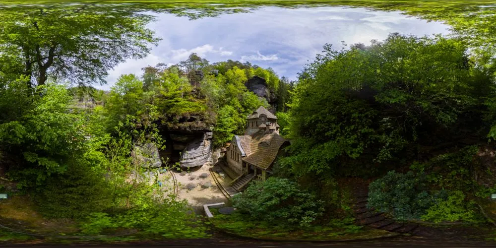360° Panorama: Altes Gaswerk - Westansicht in Hrensko/ Herrnskretschen