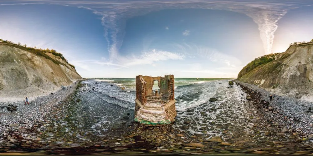 360° Panorama: Ruine des alten Pegelturmes in Kap Arkona