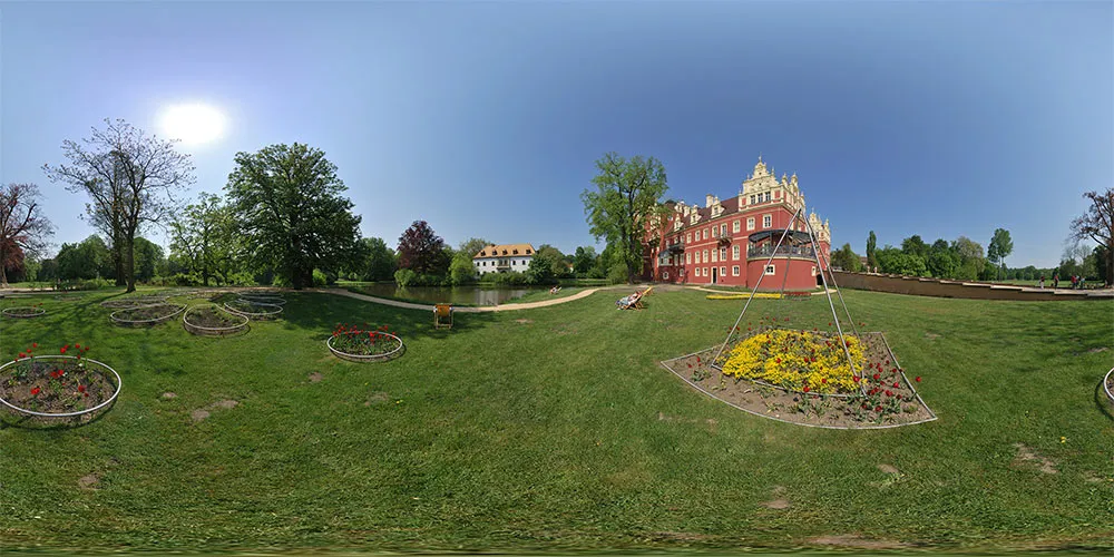 360° Panorama: Schloss Muskau Südseite in Fürst Pückler Park