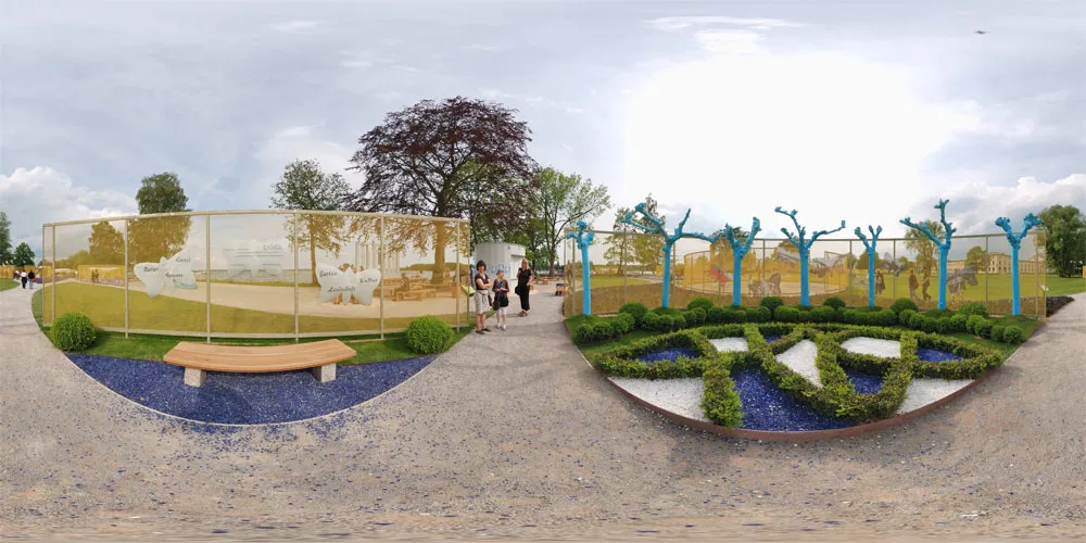 360° Panorama: Blaue Bäume in Bundesgartenschau 2009