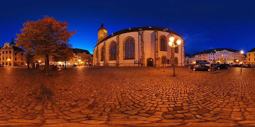 360° Panorama: Fleischmarkt in bei Nacht