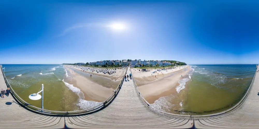 360° Panorama: Kaiserbad Bansin - Mitte Seebrücke in Insel Usedom