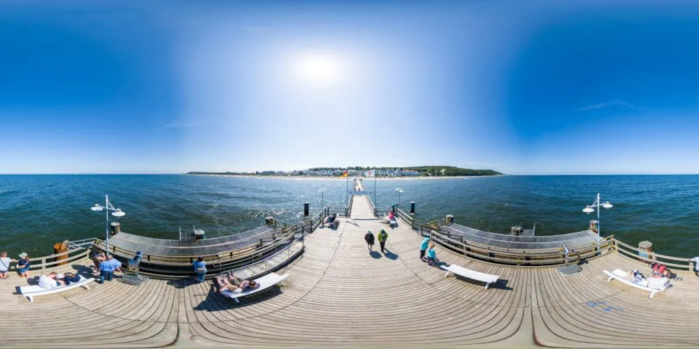 360° Panorama: Kaiserbad Bansin - Seebrücke in Insel Usedom