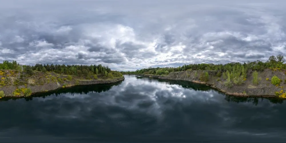 360° Panorama: gefluteter Basaltsteinbruch in Technisches Denkmal Basaltwerk Baruth