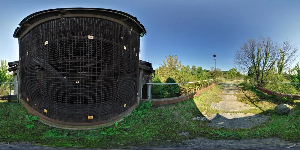 360° Panorama: Steinanlieferung in Technisches Denkmal Basaltwerk Baruth