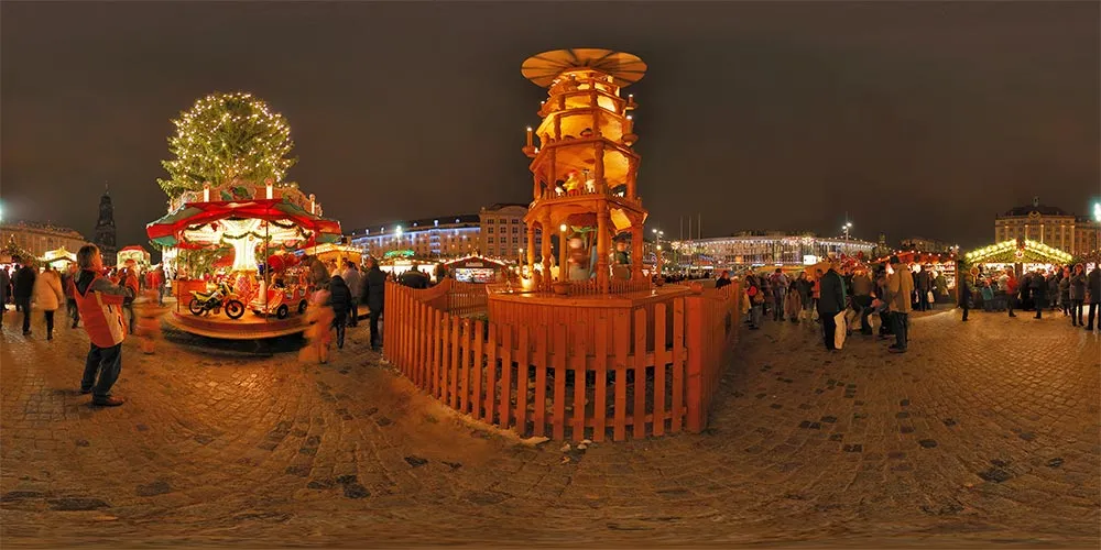 360° Panorama: 574. Striezelmarkt in Winter 2008/2009