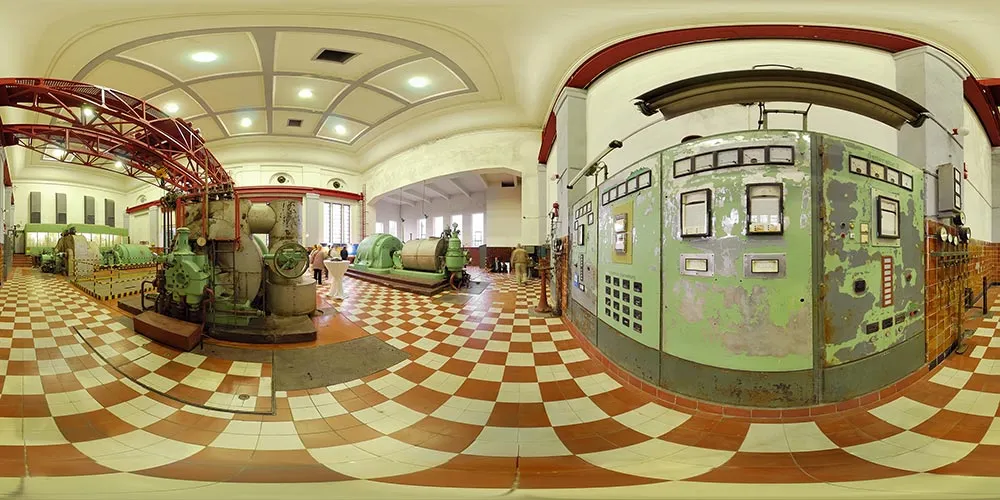 360° Panorama: Turbinenhalle in Energiefabrik Knappenrode
