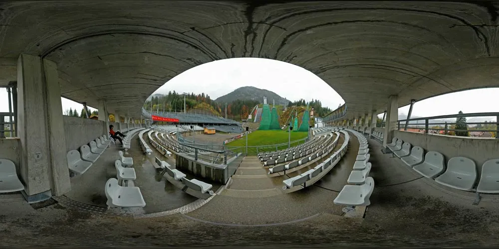 360° Panorama: Erdinger-Arena Oberstdorf in Süddeutschland