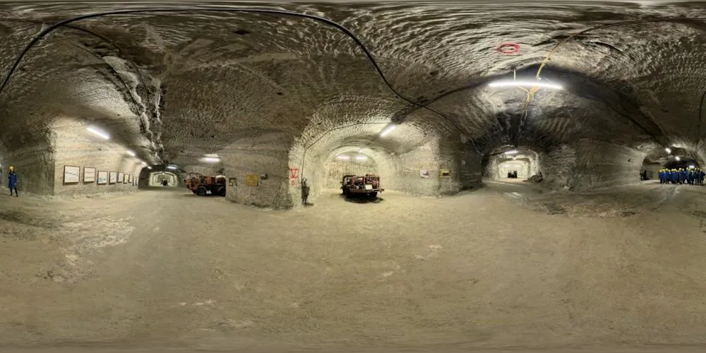 360° Panorama: Sprenglochbohrmaschine in Erlebnisbergwerk Sondershausen