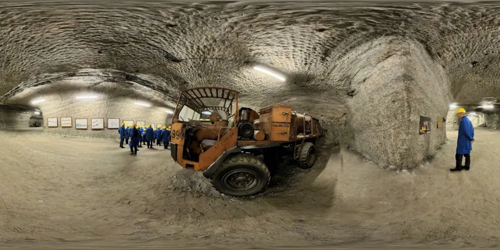 360° Panorama: Sprengstoffladefahrzeug in Erlebnisbergwerk Sondershausen