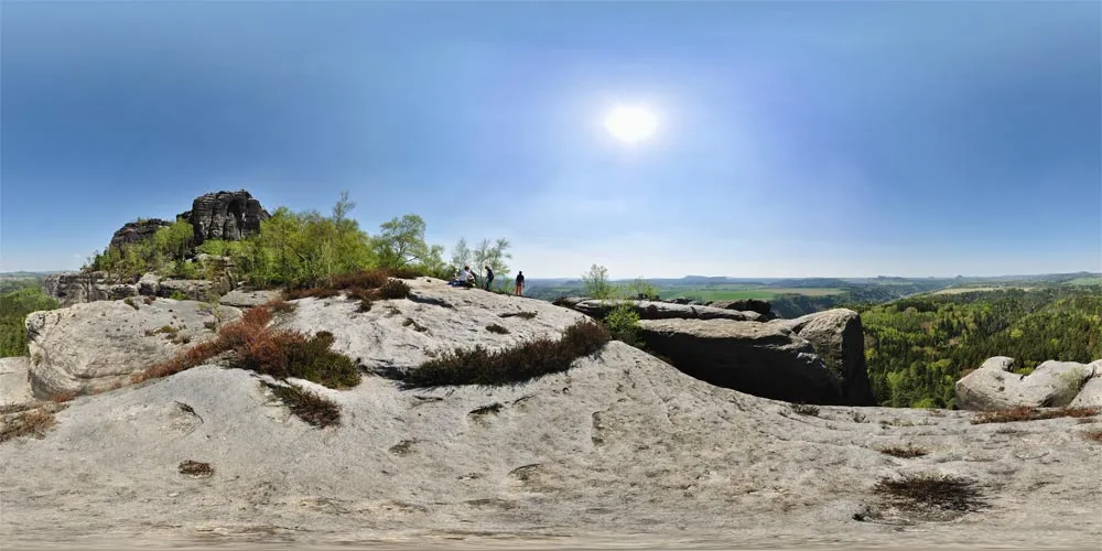 360° Panorama: Frühstücksplatz 2 in Wandergebiet Schrammsteine