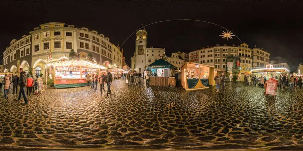 360° Panorama: Schlesischer Christkindelmarkt 2014 Untermarkt in Görlitz
