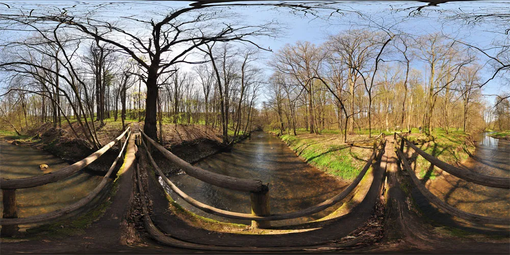 360° Panorama: Brücke über das Löbauer Wasser in Gröditzer Skala
