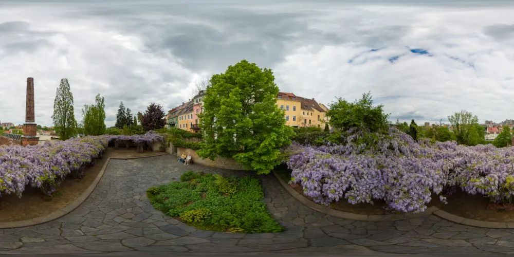 360° Panorama: Ochsenzwinger - Terrasse mit Blauregen in Görlitz