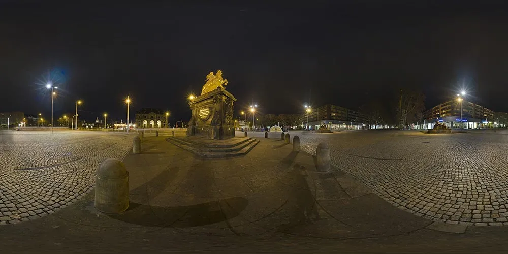 360° Panorama: Goldene Reiter in Winter 2008