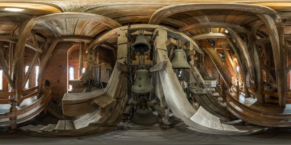 360° Panorama: Greifswald - Dom St. Nikolai - Glockenstuhl in Mecklenburg-Vorpommern