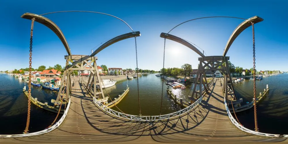 360° Panorama: Greifswald - Wiecker Klappbrücke in Mecklenburg-Vorpommern