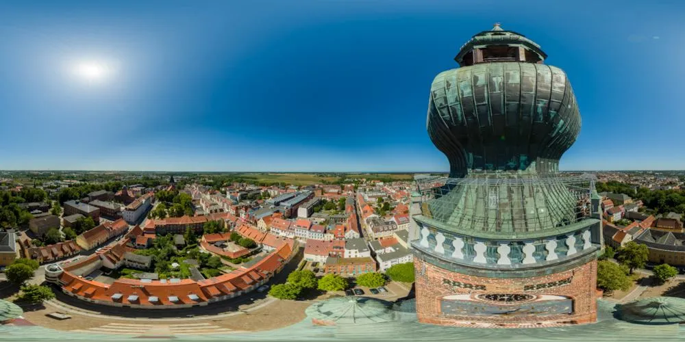 360° Panorama: Greifswald - Dom St. Nikolai - Aussicht vom Turm in Mecklenburg-Vorpommern