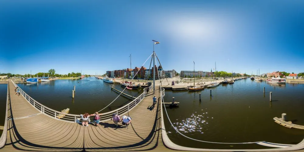 360° Panorama: Greiswald - Drehbrücke am Museumshafen in Mecklenburg-Vorpommern