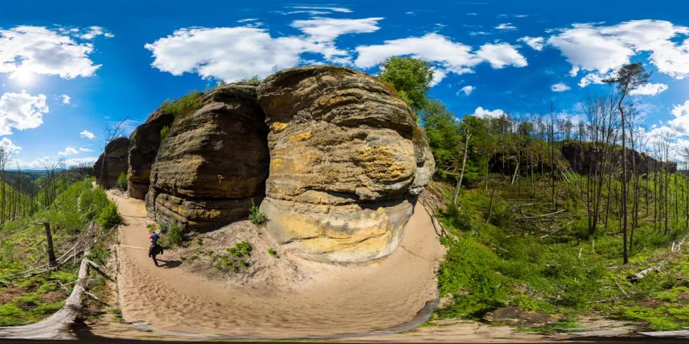 360° Panorama: Wanderweg E3 zum Großen Prebischtor in Naturschutzgebiet Prebischtor