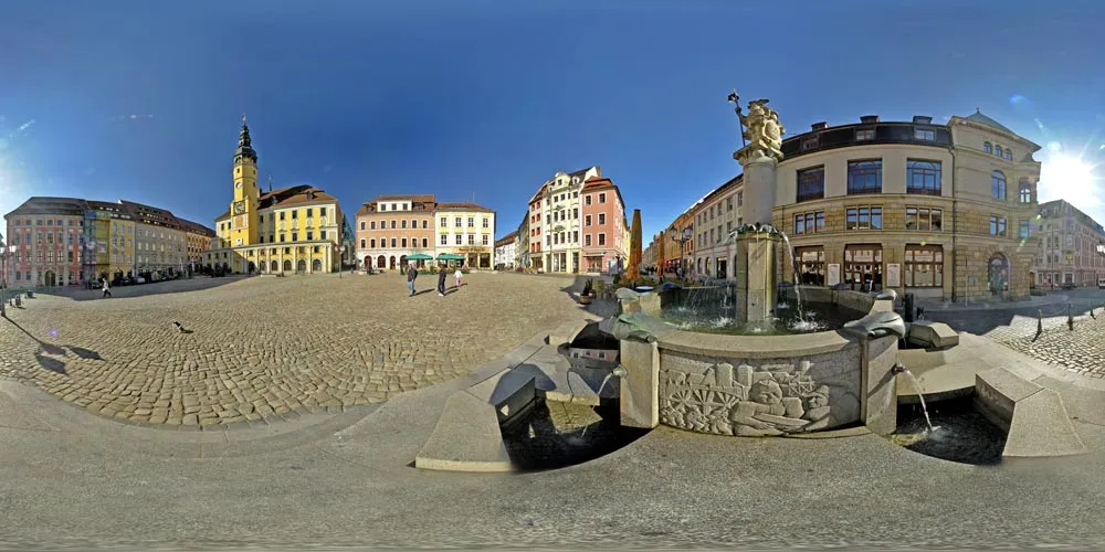 360° Panorama: Brunnen Hauptmarkt in Frühling 07