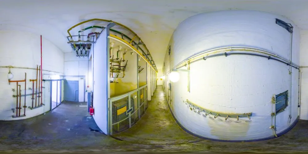 360° Panorama: Bunkerwarte des Peenemünder Kraftwerkes - Schaltwarte in Insel Usedom
