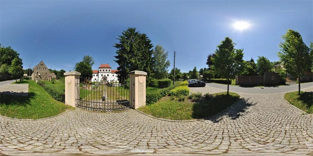 360° Panorama: Renaissanceportal Torgebäude des ehem. Wasserschlosses in Hainewalde