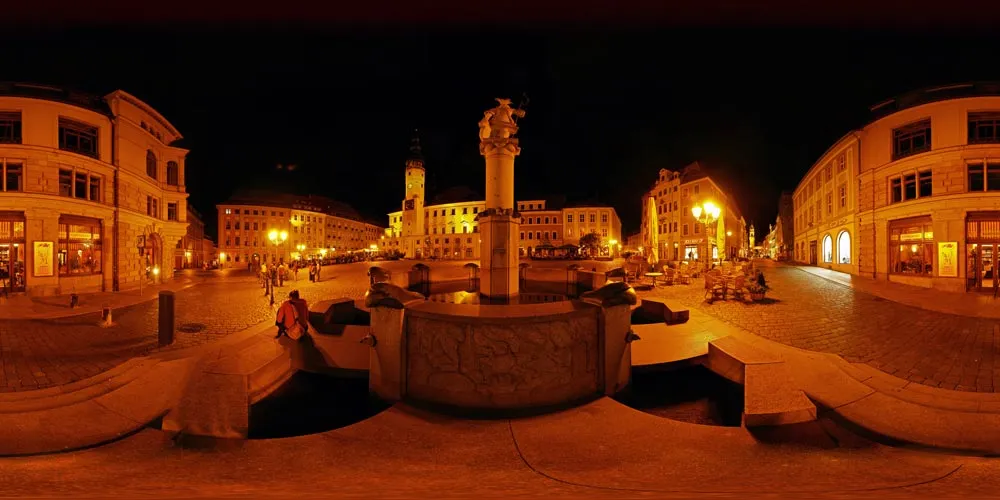 360° Panorama: Hauptmarkt in bei Nacht
