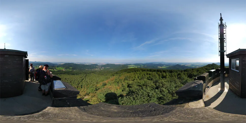 360° Panorama: Turmbaude - Aussicht vom Turm 1 in Berg Hochwald