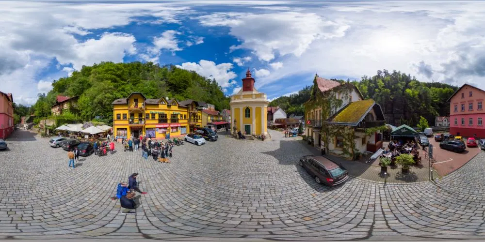 360° Panorama: Nepomuk-Kirche/ Kostel sv. Jana Nepomuckého in Hrensko/ Herrnskretschen