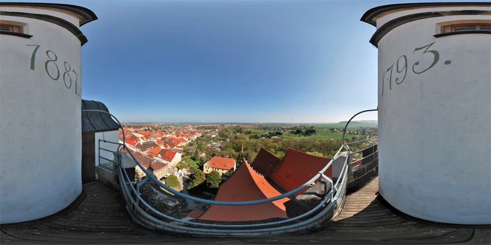 360° Panorama: Aussicht vom Marienkirchturm in Kamenz