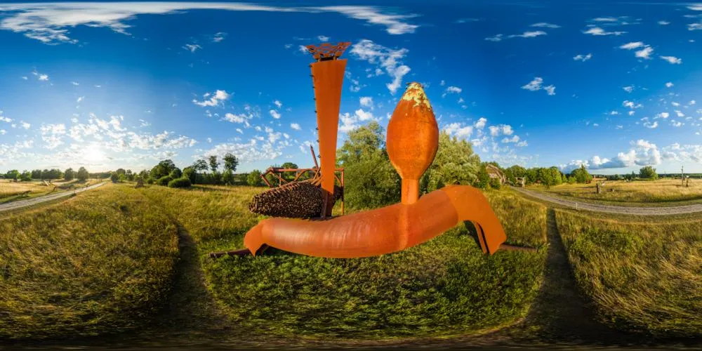 360° Panorama: Katzow - Skulpturenpark - Gemeinschaftsskulptur - Don Quichotte in Mecklenburg-Vorpommern