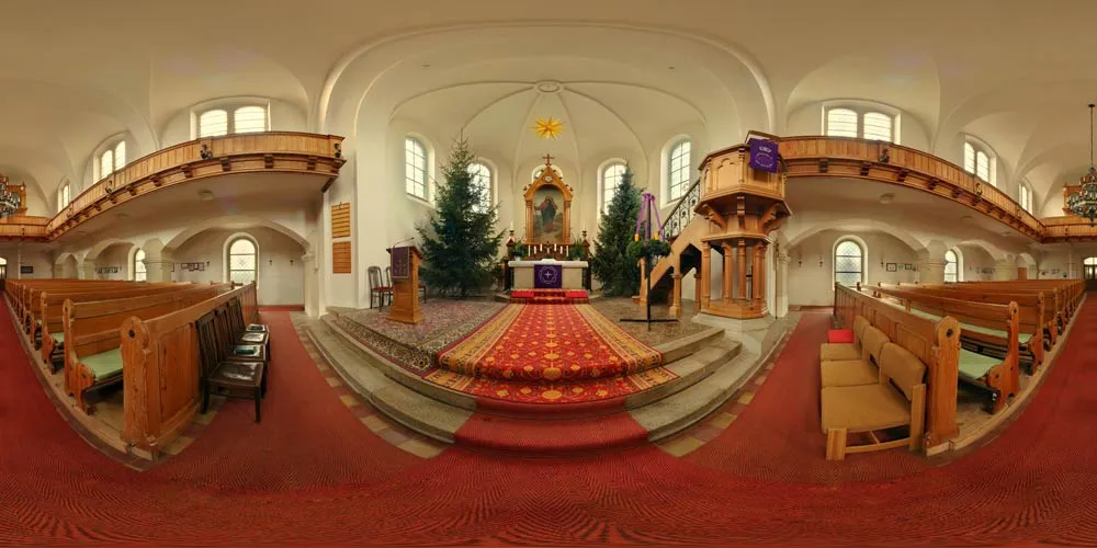 360° Panorama: Quatitzer Kirche in Oberlausitzer Kirchen