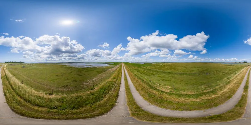 360° Panorama: Kooser Wiesen auf dem Weg zur Insel Koos in Mecklenburg-Vorpommern