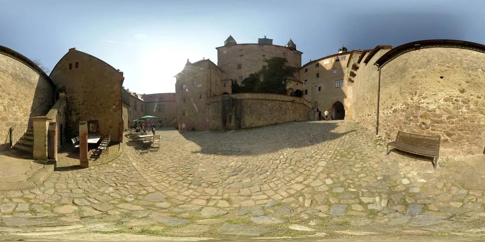 360° Panorama: Burghof in Burg Kriebstein
