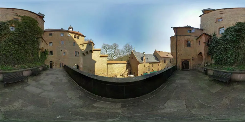 360° Panorama: Burghof in Burg Kriebstein