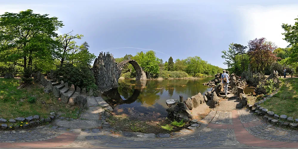 360° Panorama: Rakotzbrücke 2 in Azaleen- und Rhododendronpark