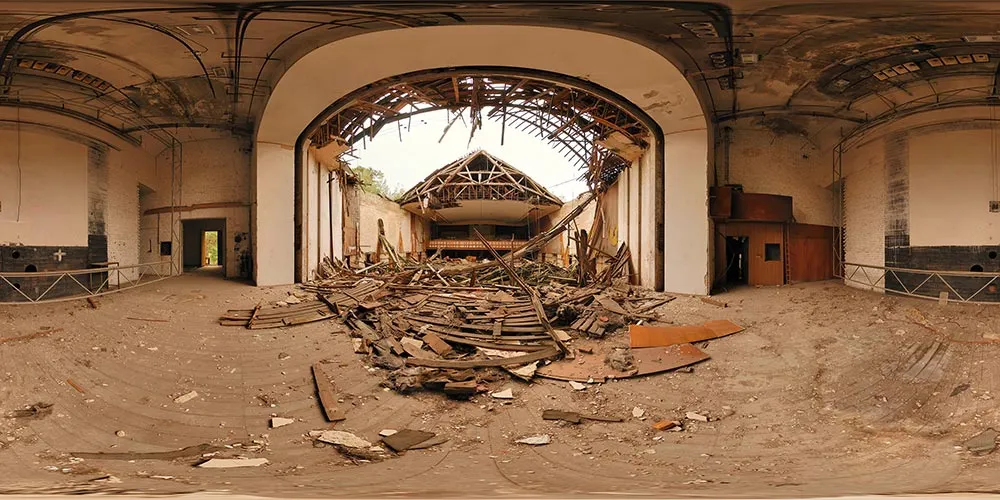 360° Panorama: Kino Bühne in Russenkaserne Luckenwalde