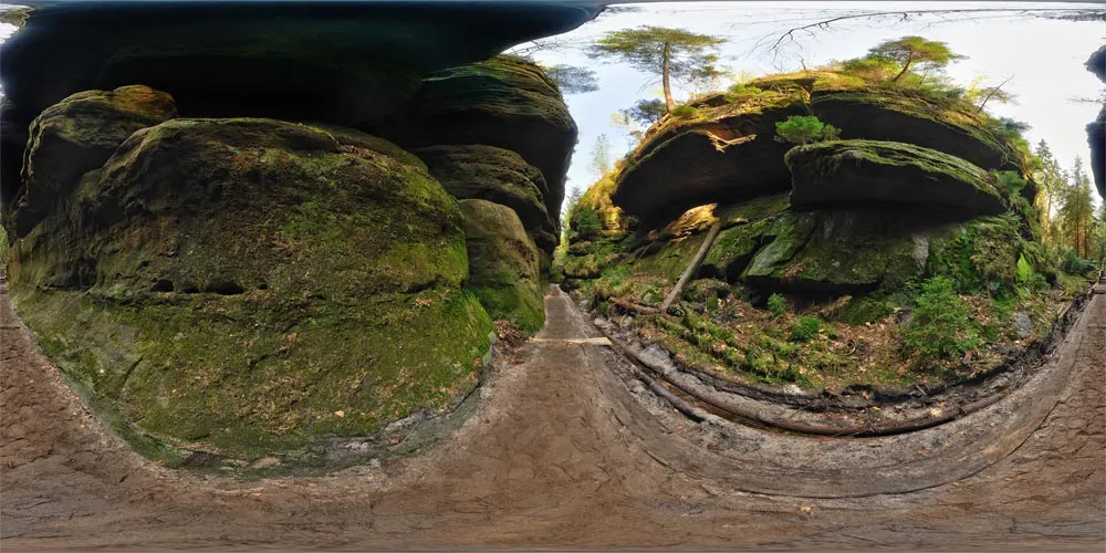 360° Panorama: Lattengrund 1 in Wandergebiet Schrammsteine