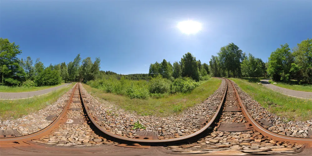 360° Panorama: Waldeisenbahnstrecke in Muskauer Faltenbogen