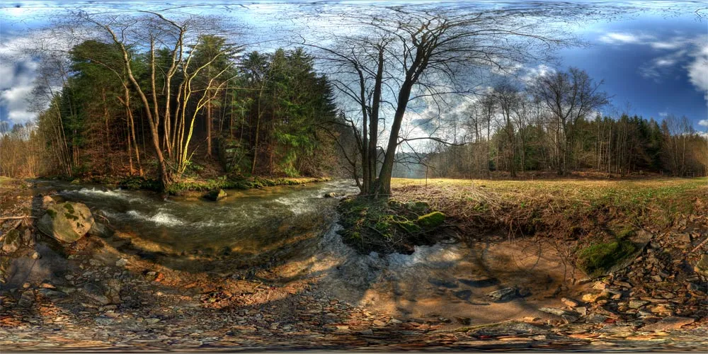 360° Panorama: Märzenbecherwiese im Polenztal in Sächsische Schweiz