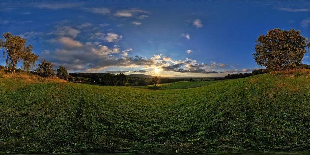 360° Panorama: Sonnenuntergang bei Mehlteuer in Oberlausitz