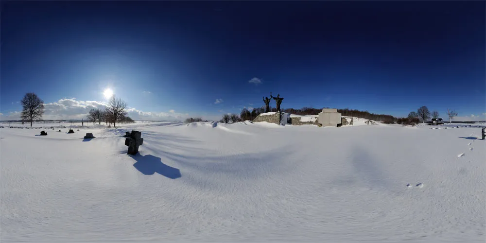 360° Panorama: Milleniumdenkmal Winter in Oberlausitz