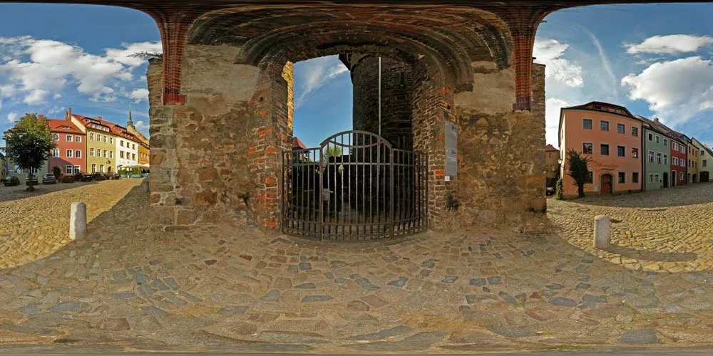 360° Panorama: Mönchsruine und Wasserturm in Sommer 06